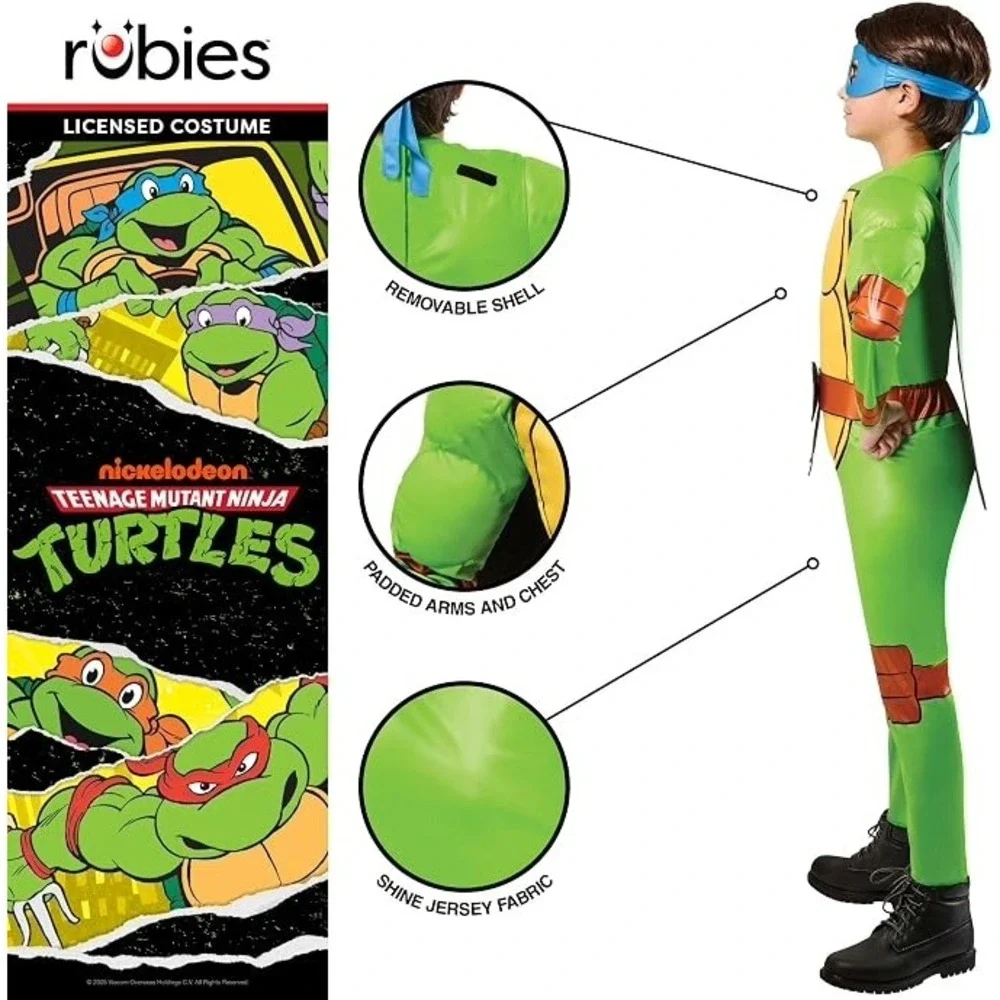 Teenage Mutant Ninja Turtles Boys M (8) 4-in-1 Costume Set Rubies NWT